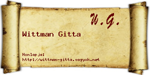 Wittman Gitta névjegykártya